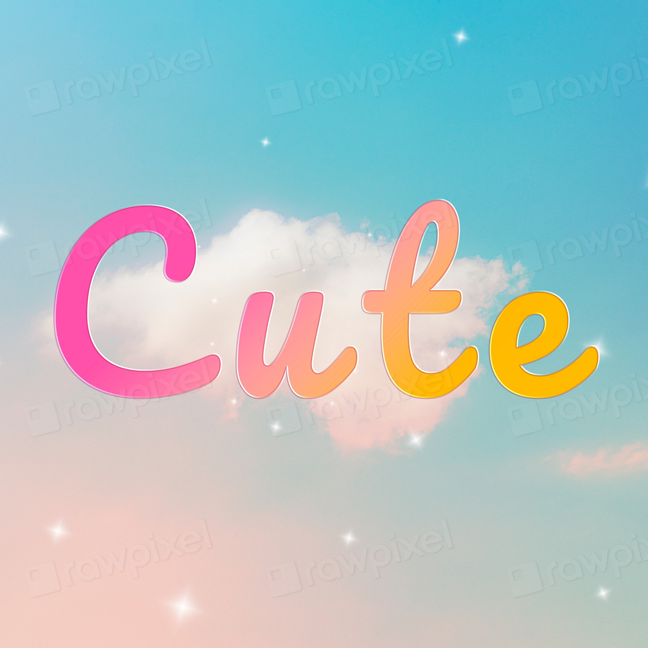 Cute doodle lettering colorful word Free Photo rawpixel