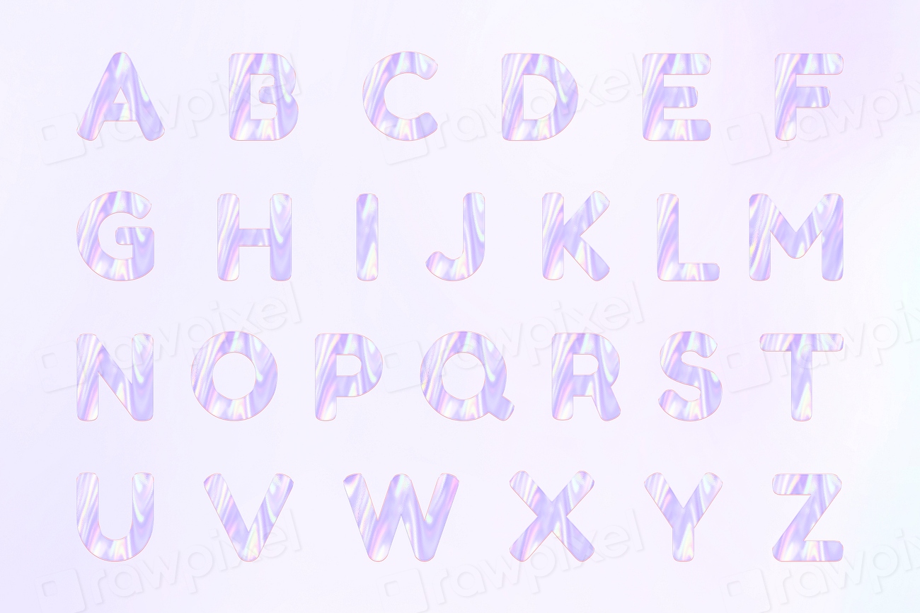 Pastel holographic alphabet psd typography | Free PSD - rawpixel