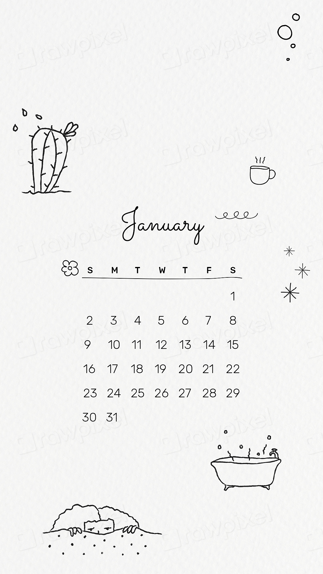 Cute January 2022 Calendar Template Free Psd Template Rawpixel 0551