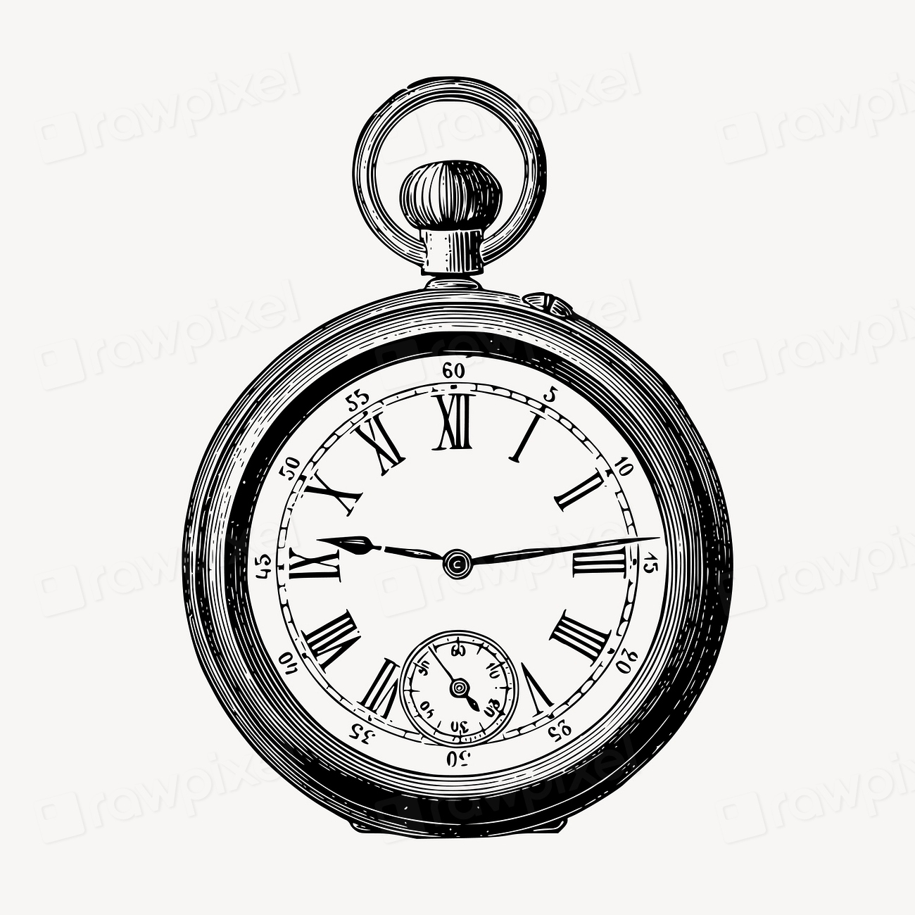 Pocket watch clipart vector. Free | Free Vector Illustration - rawpixel