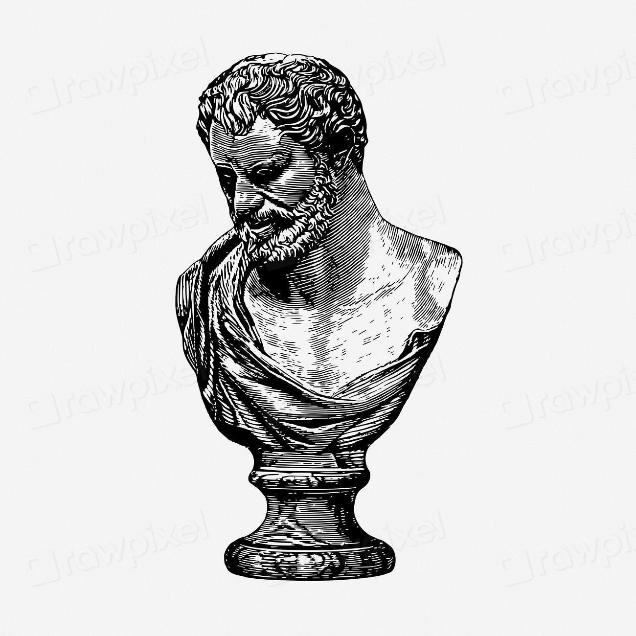 Democritus bust hand drawn illustration. Free Photo rawpixel