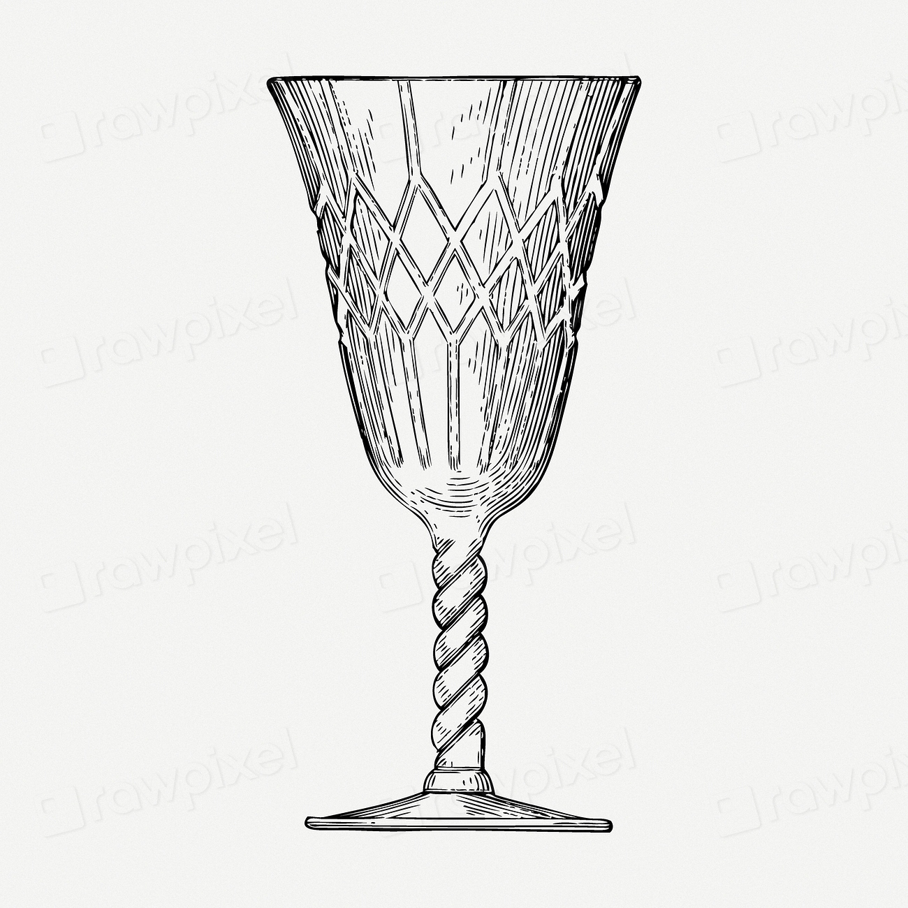 Crystal goblet drawing, vintage illustration Free PSD rawpixel