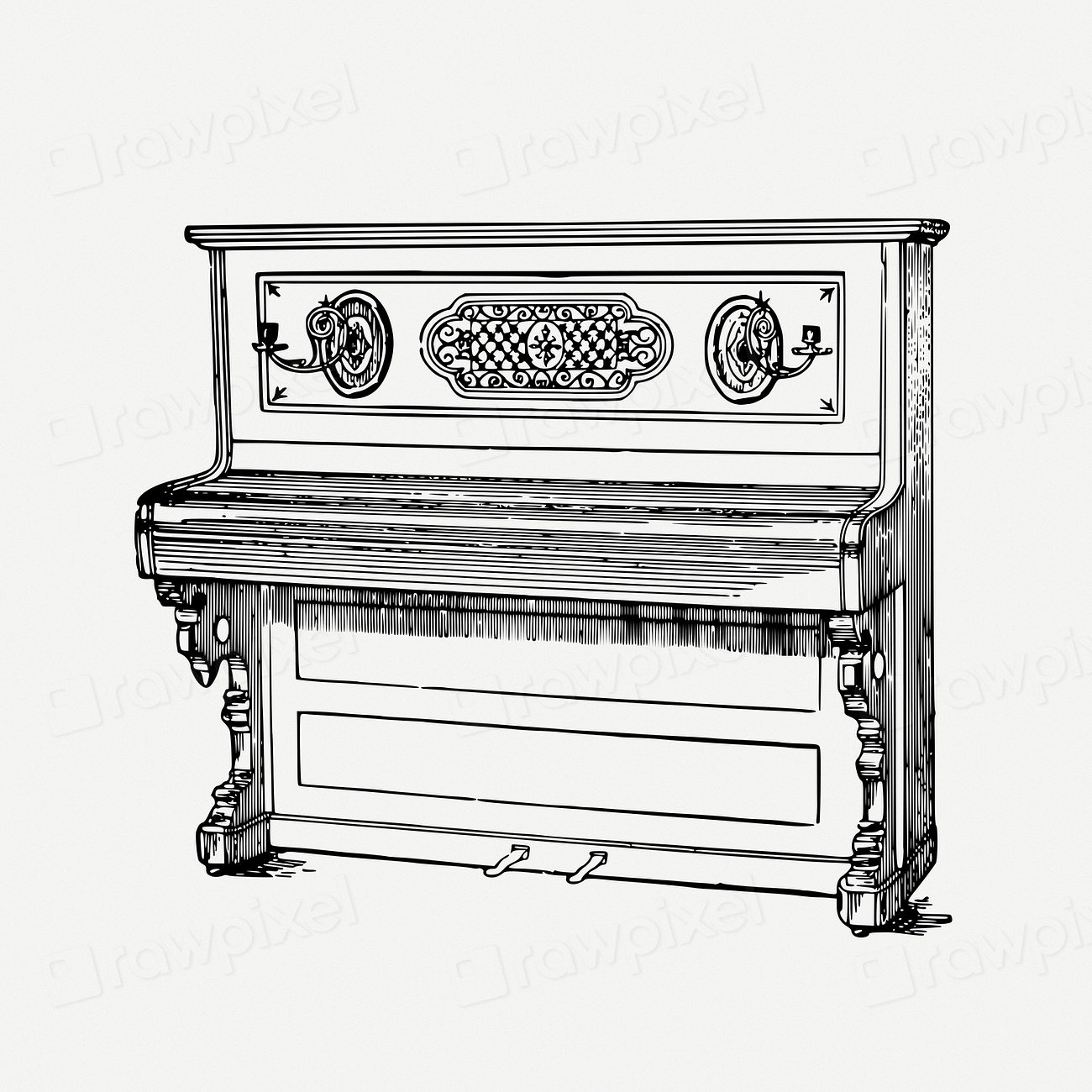 Upright piano drawing, musical instrument, Free PSD rawpixel