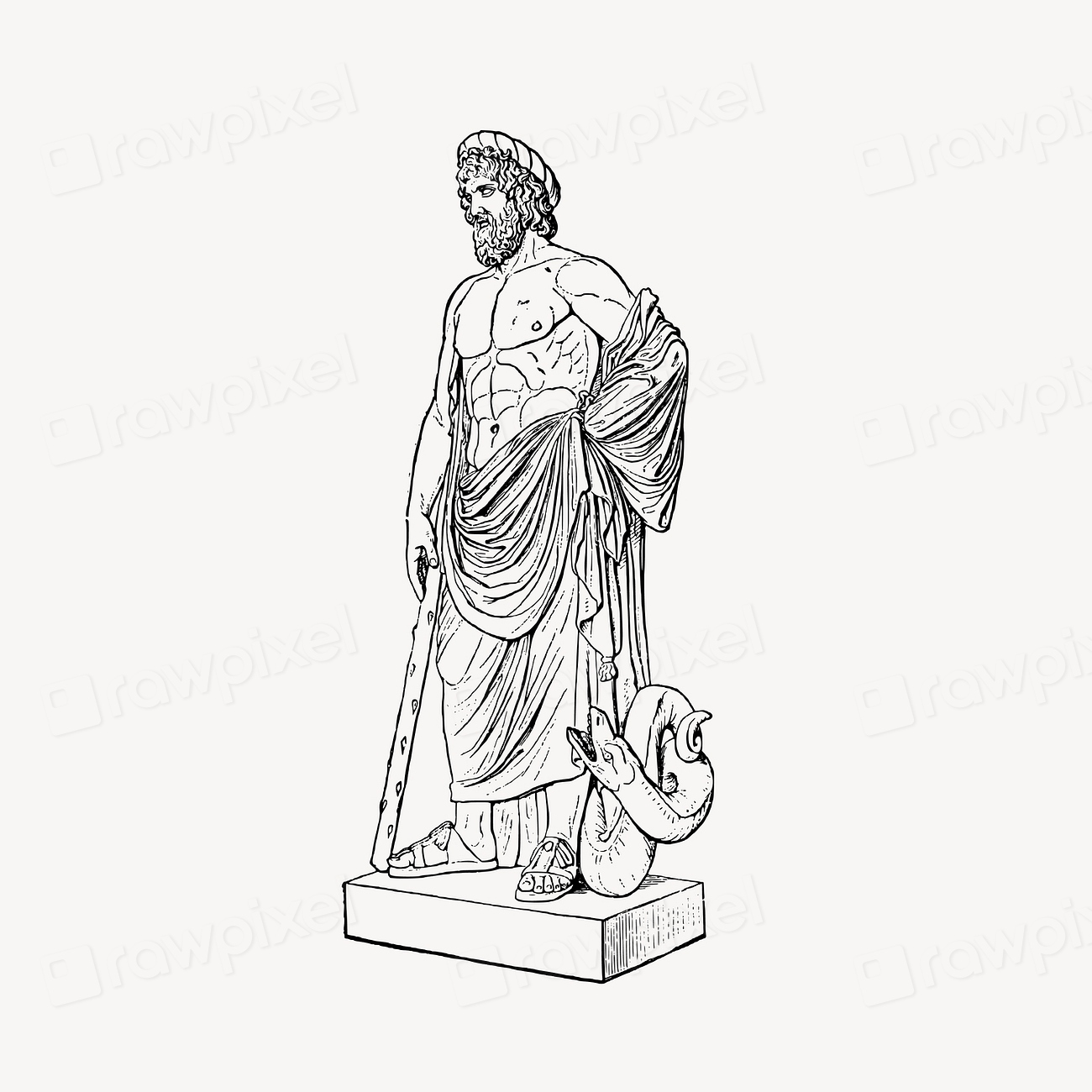 Asclepius statue clipart, God of medicine | Free Vector - rawpixel