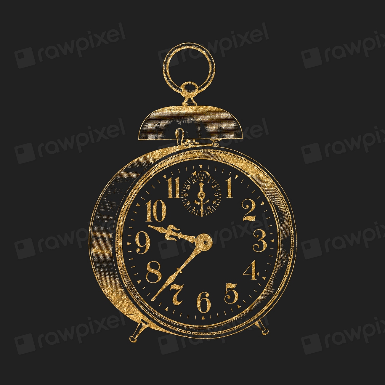 Alarm clock gold sticker, aesthetic Premium Vector Illustration