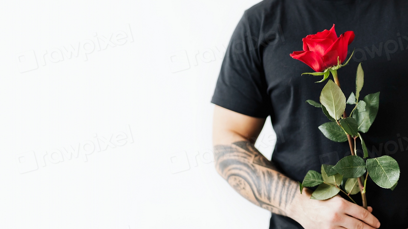 Tattooed man rose background | Premium Photo - rawpixel