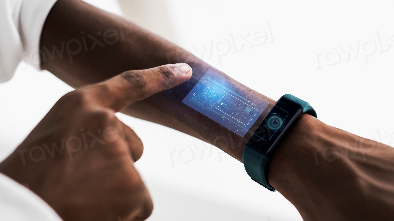 Smartwatch Hologram Technology Mans Wrist Premium Photo Rawpixel