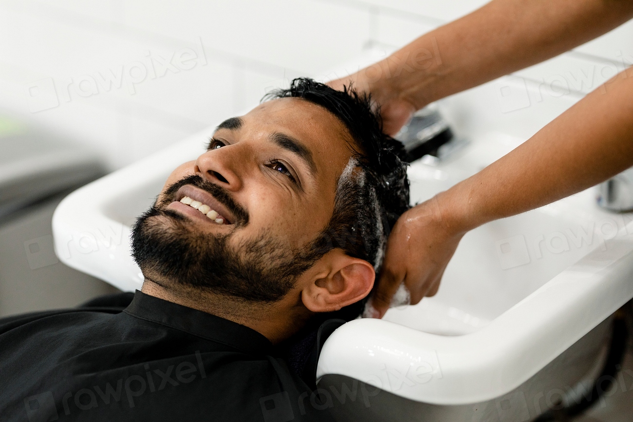 Man getting a hair wash Free Photo rawpixel