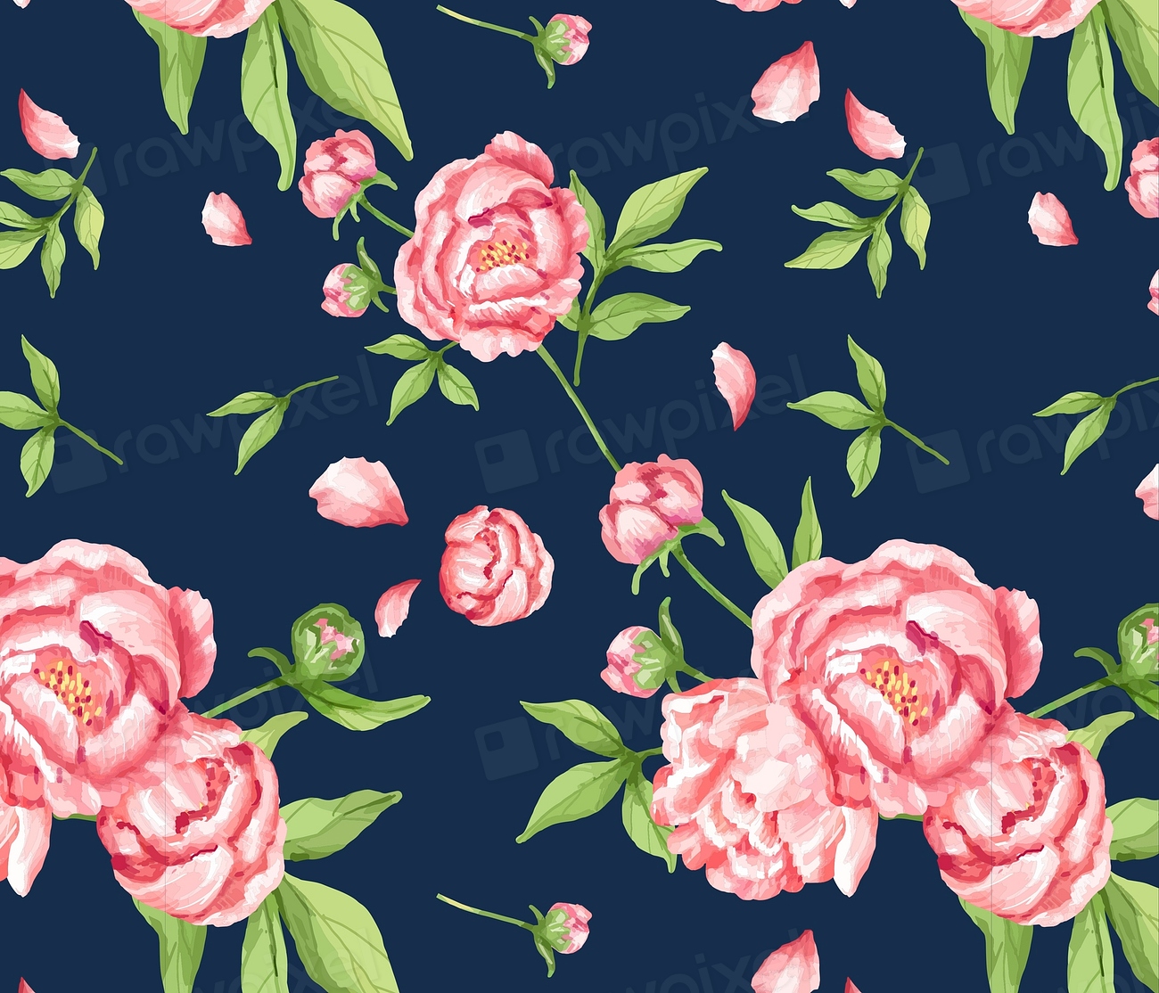 Hand drawn pink peony pattern | Premium PSD - rawpixel