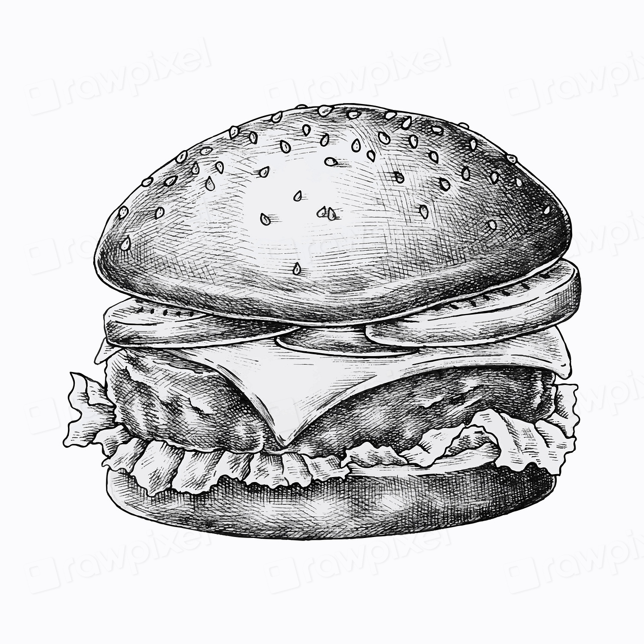 Hand drawn cheese burger vector | Premium Vector Illustration - rawpixel