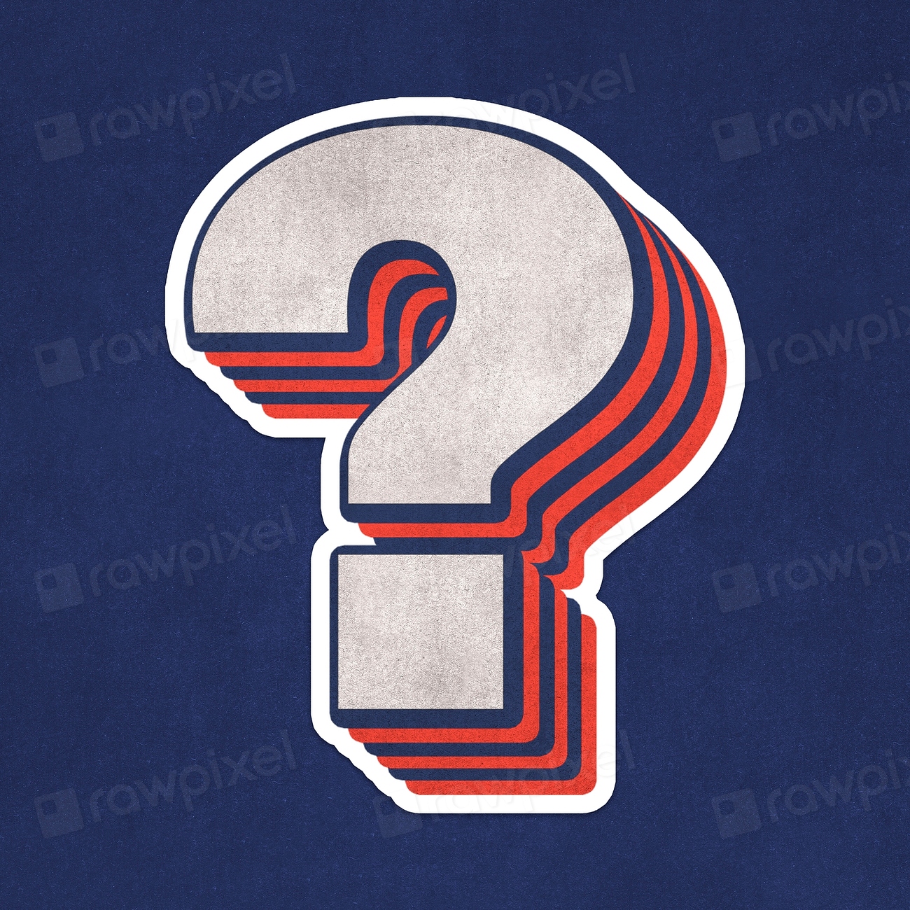 Gray layered question mark sticker | Free PSD - rawpixel