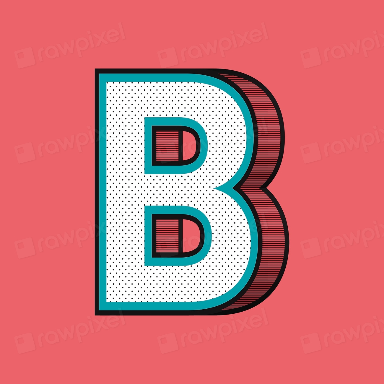 Letter B Isometric Halftone Effect | Premium PSD - Rawpixel