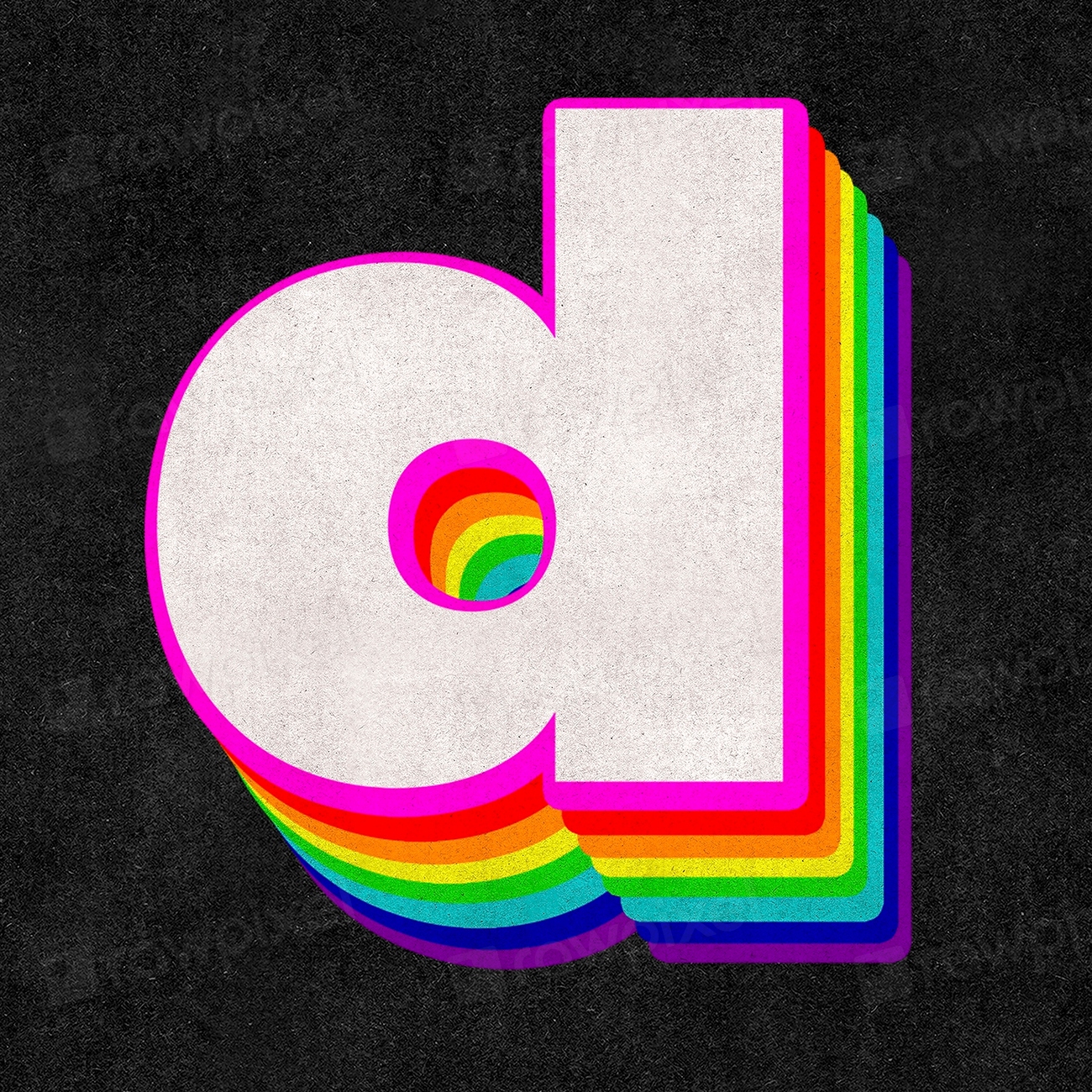 Psd letter d rainbow typography | Free PSD - rawpixel