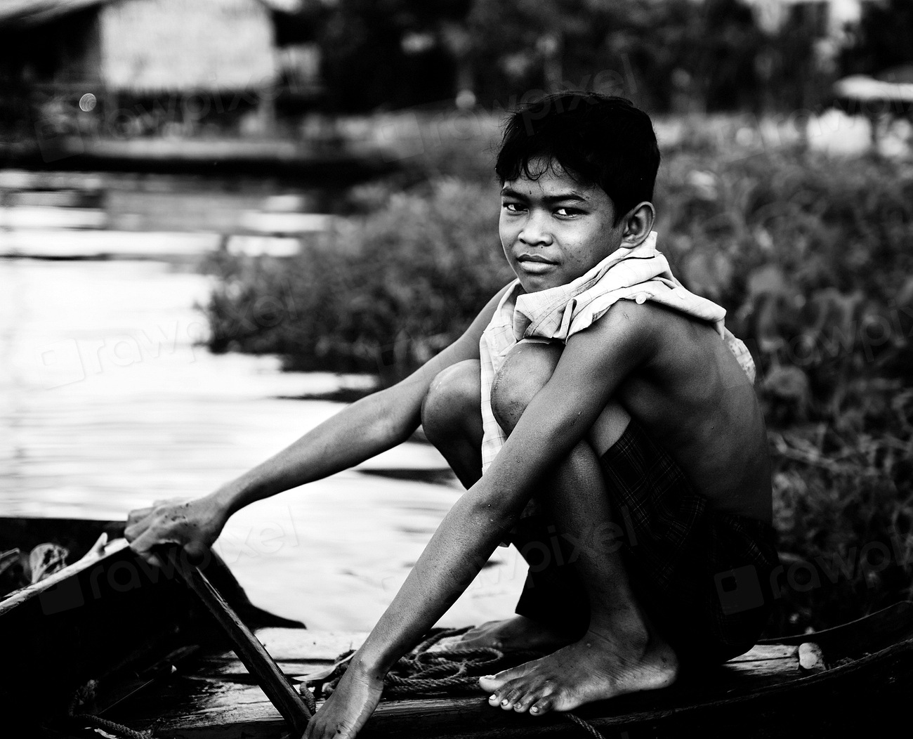 Cambodian boy by the river | Free Photo - rawpixel