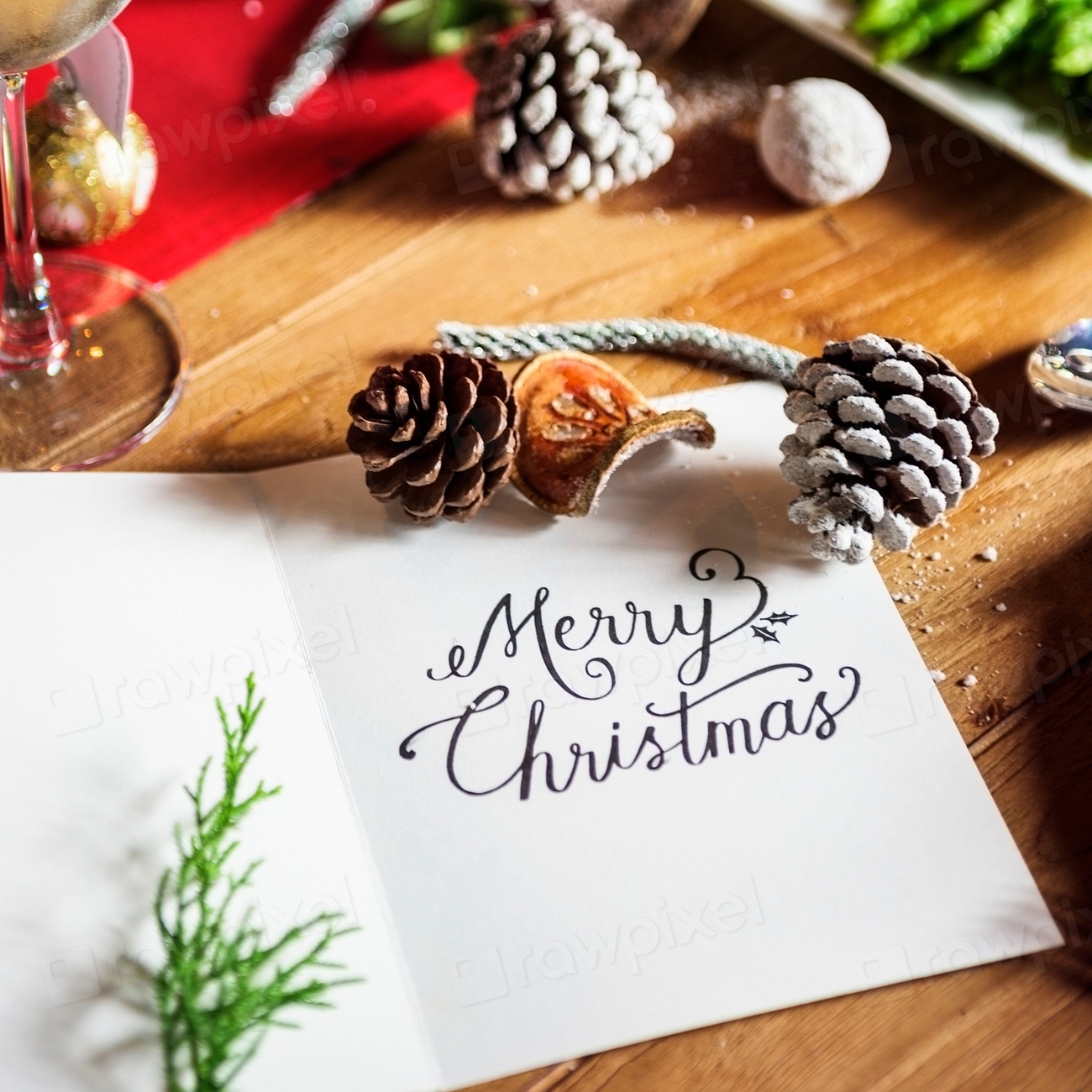 Merry christmas word card wooden | Free Photo - rawpixel