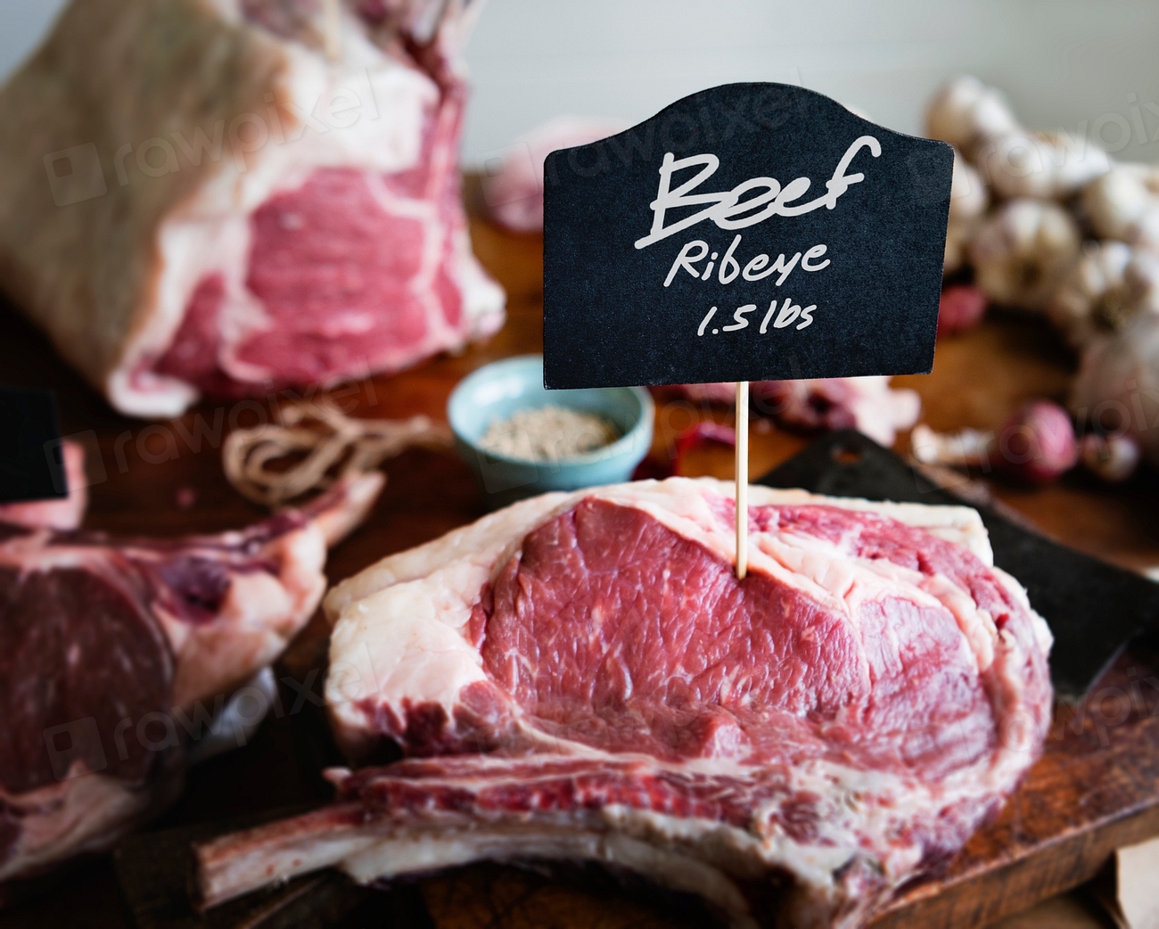 Ribeye steak butcher shop food Premium Photo rawpixel