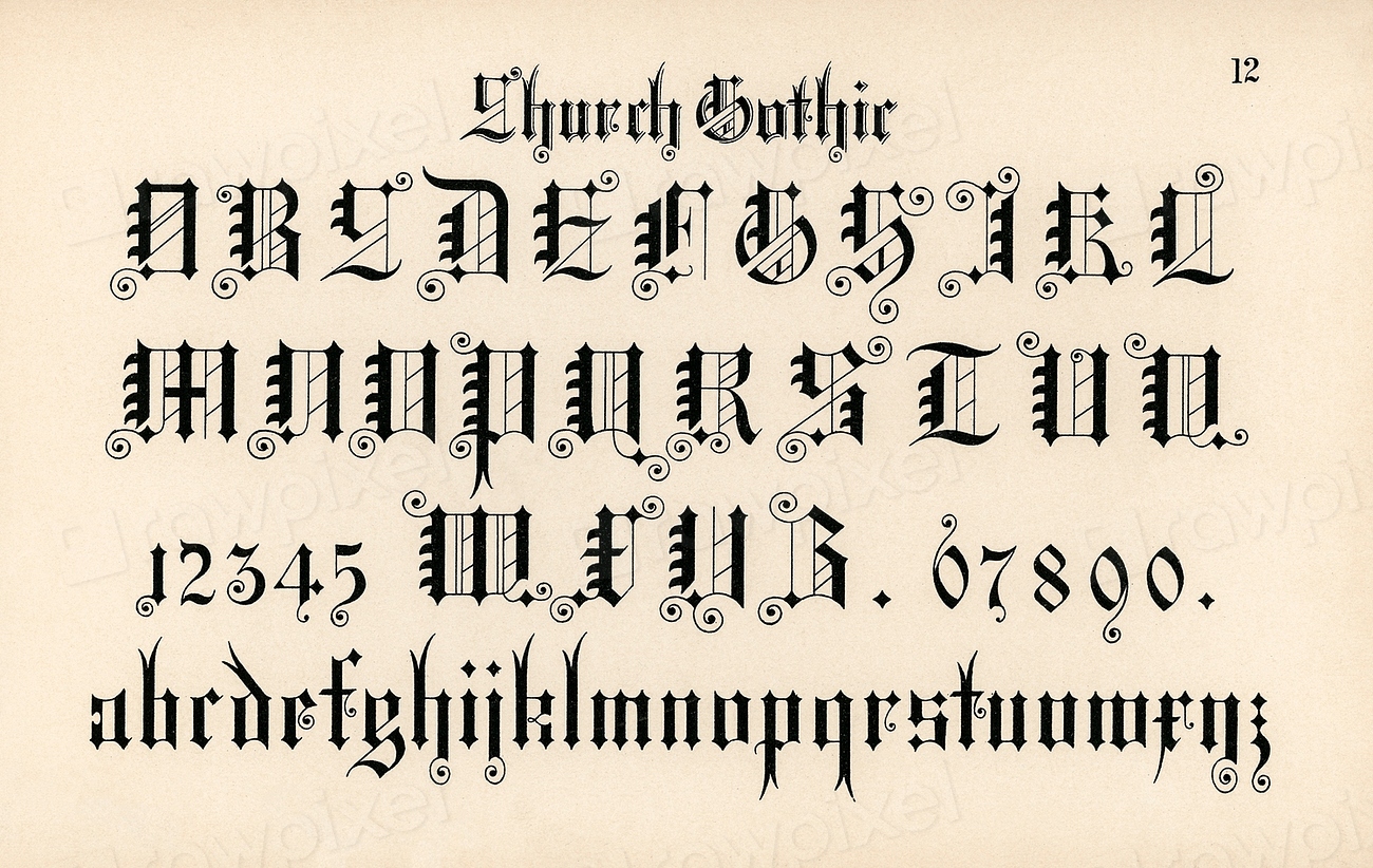 Church gothic calligraphy fonts from Draughtsman's | Free Photo - rawpixel