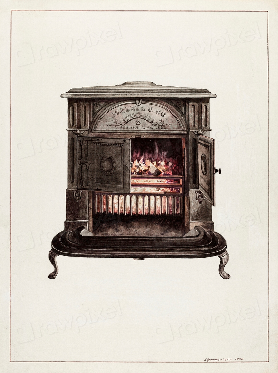 Franklin Stove (1938) J. Howard Free Photo Illustration rawpixel