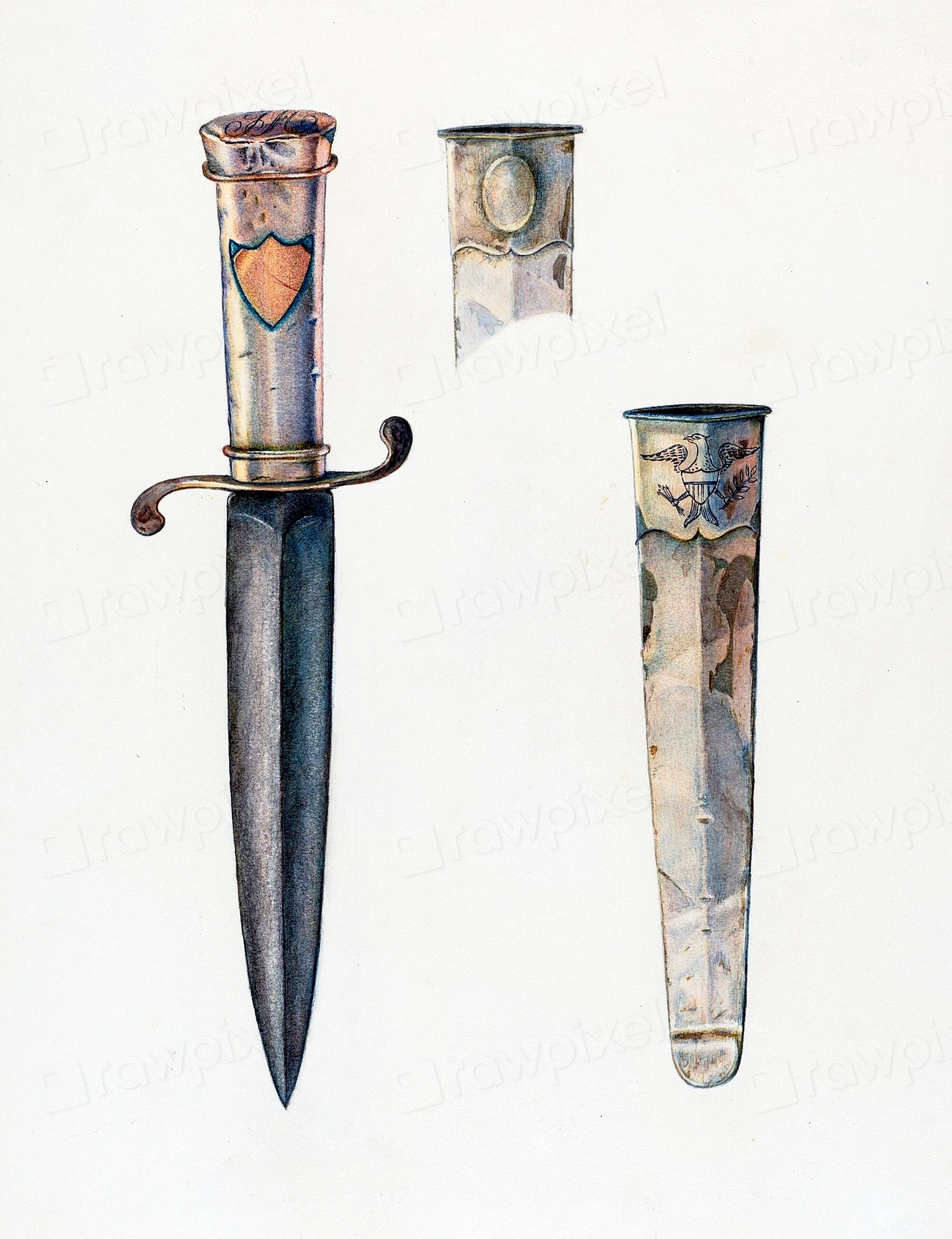 Silver Dagger and Sheath (ca.1940) | Free Photo Illustration - rawpixel