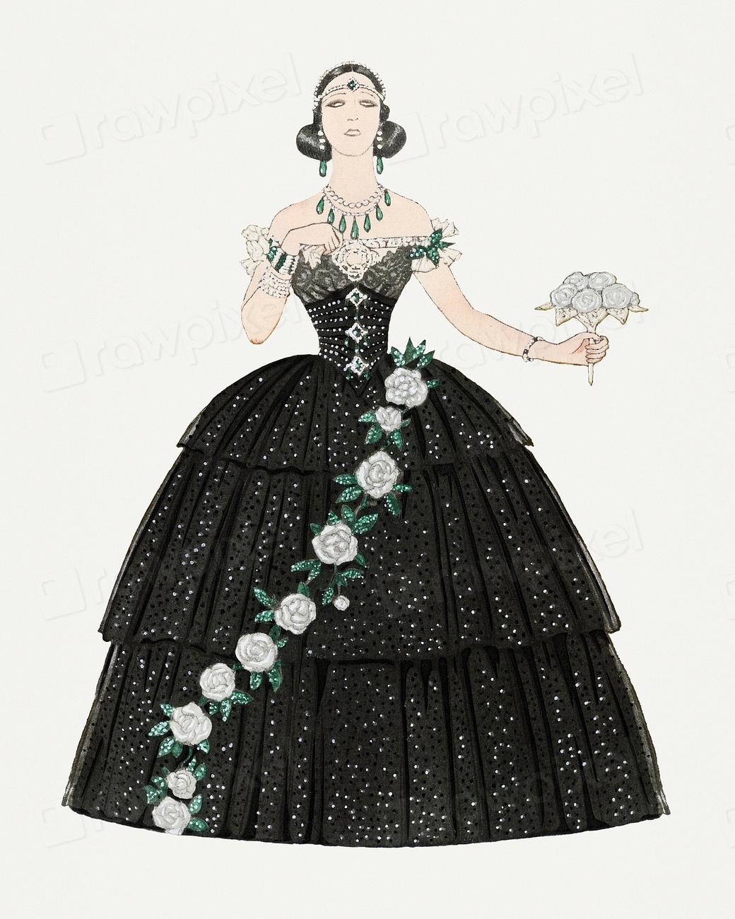 Victorian black dress psd 19th | Premium PSD Illustration - rawpixel