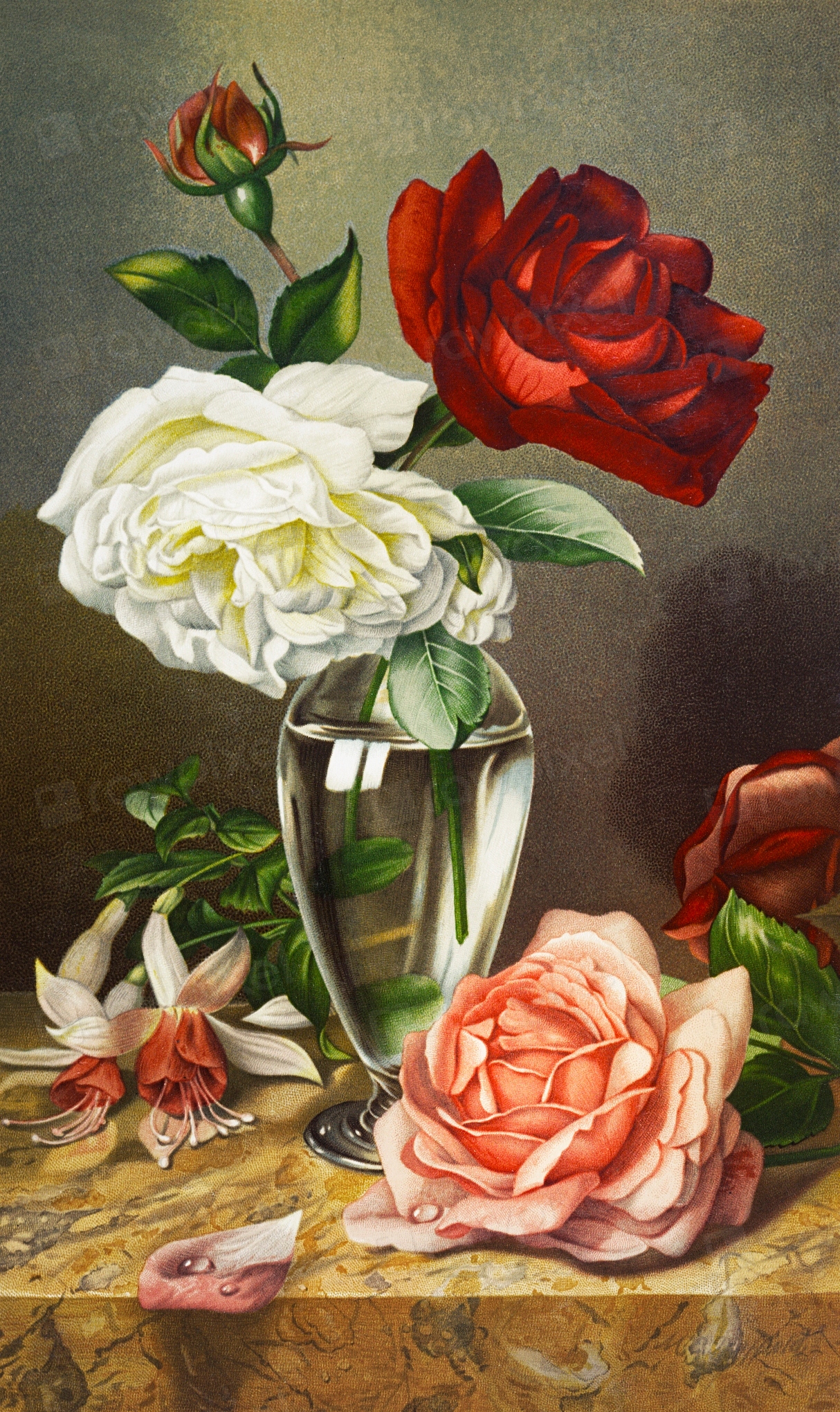 Roses glass vase Miriam and | Free Photo Illustration - rawpixel