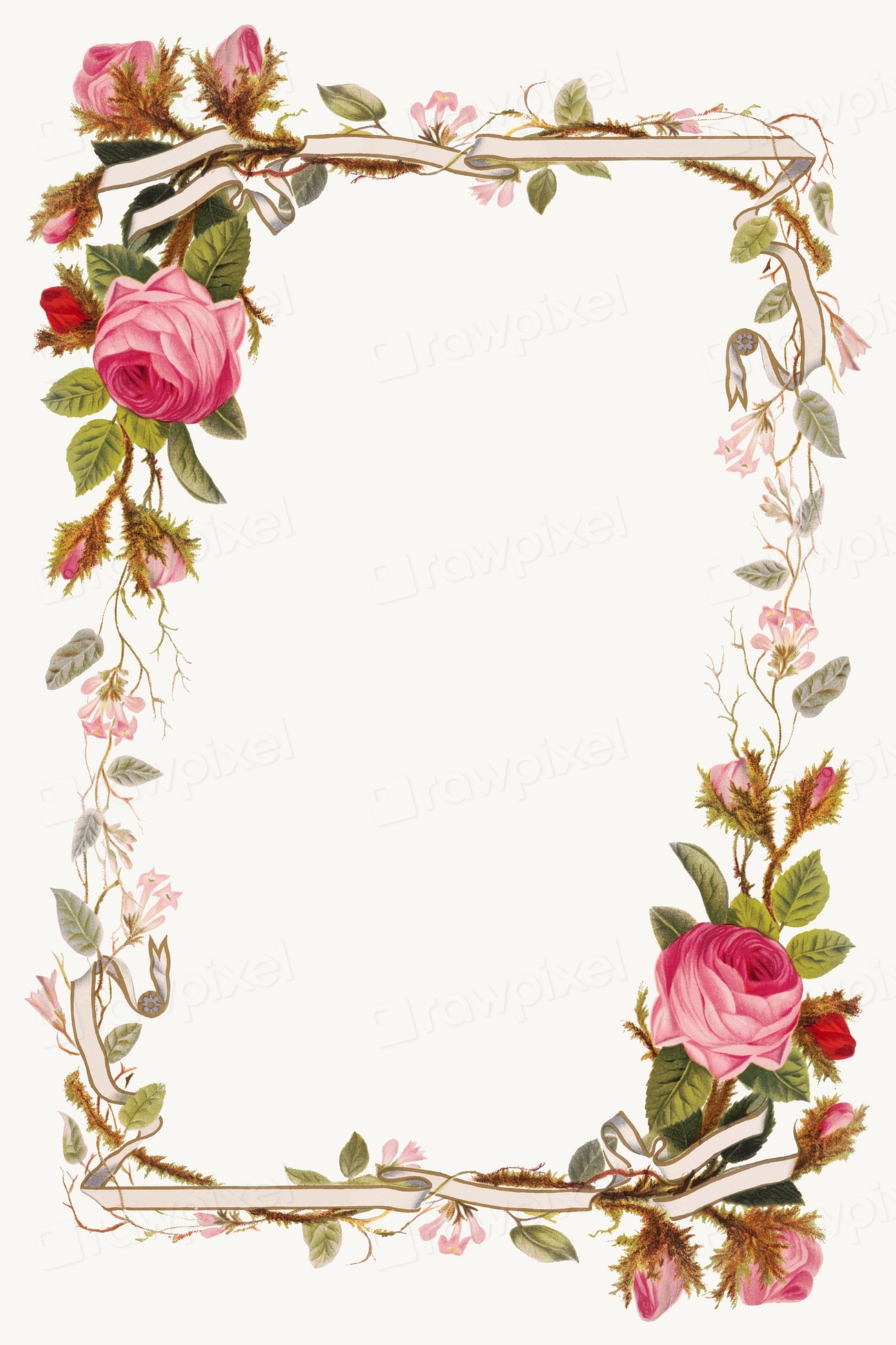 Vintage pink roses border frame | Premium Photo - rawpixel