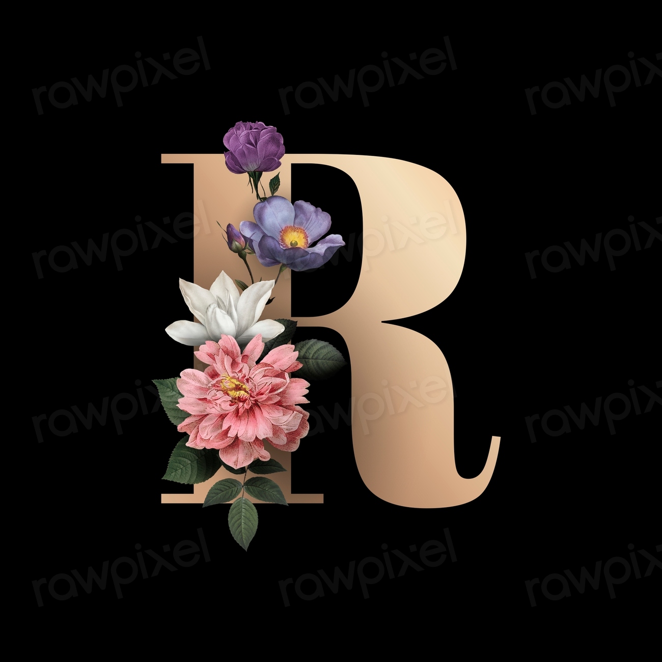 Classic and elegant floral alphabet | Premium PSD - rawpixel