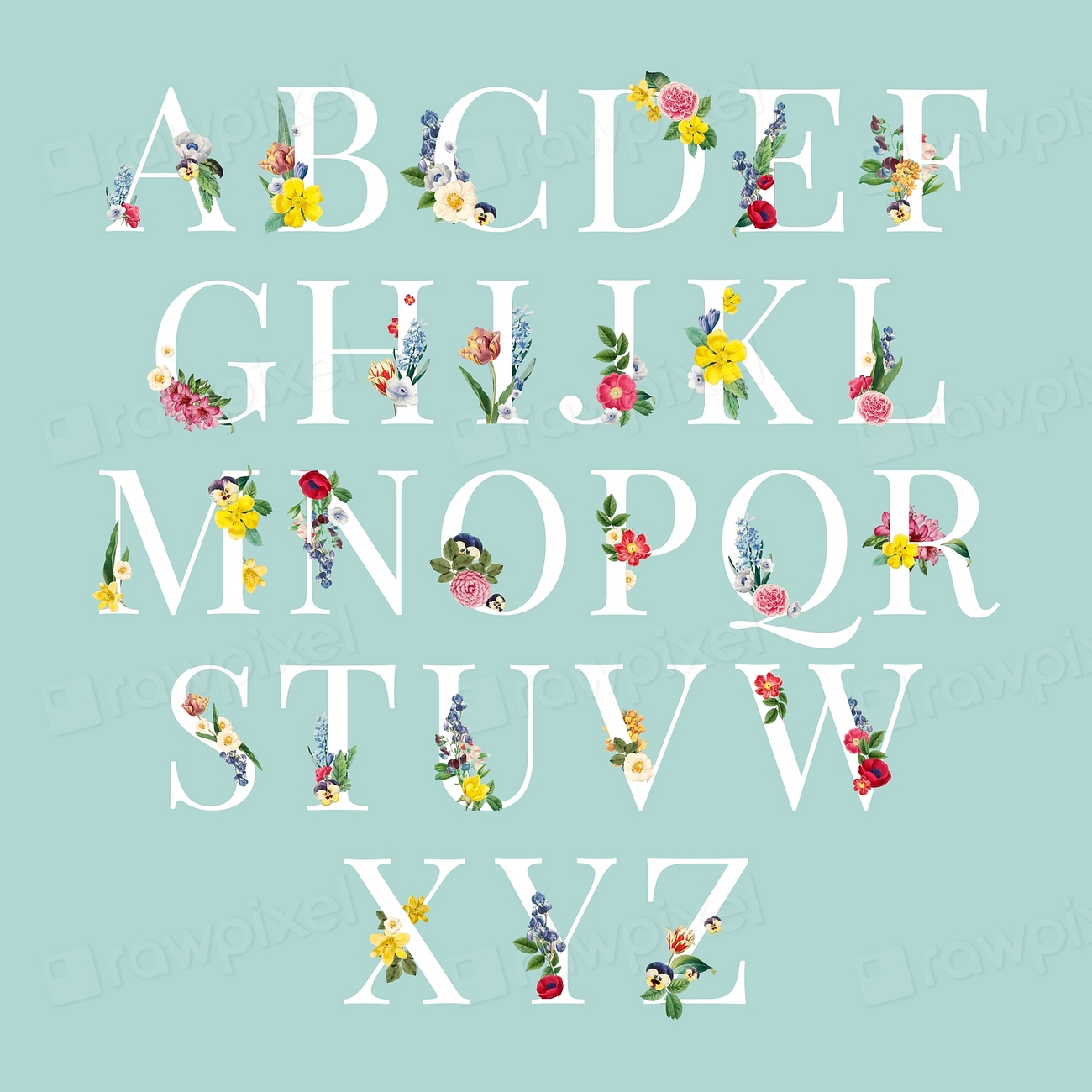 Floral capital alphabet set vector | Premium Vector - rawpixel