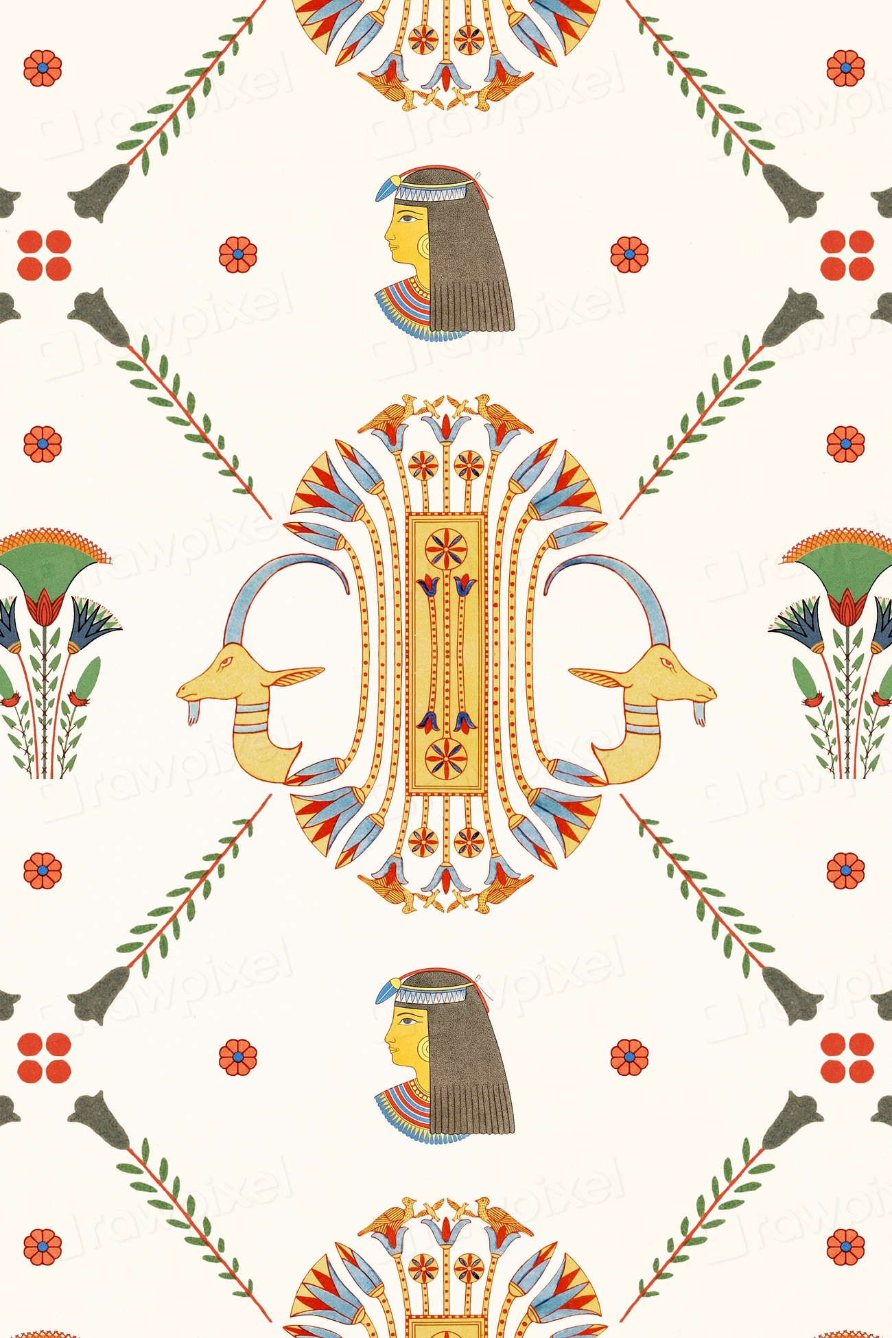 Egyptian ornamental pattern background psd | Premium PSD - rawpixel