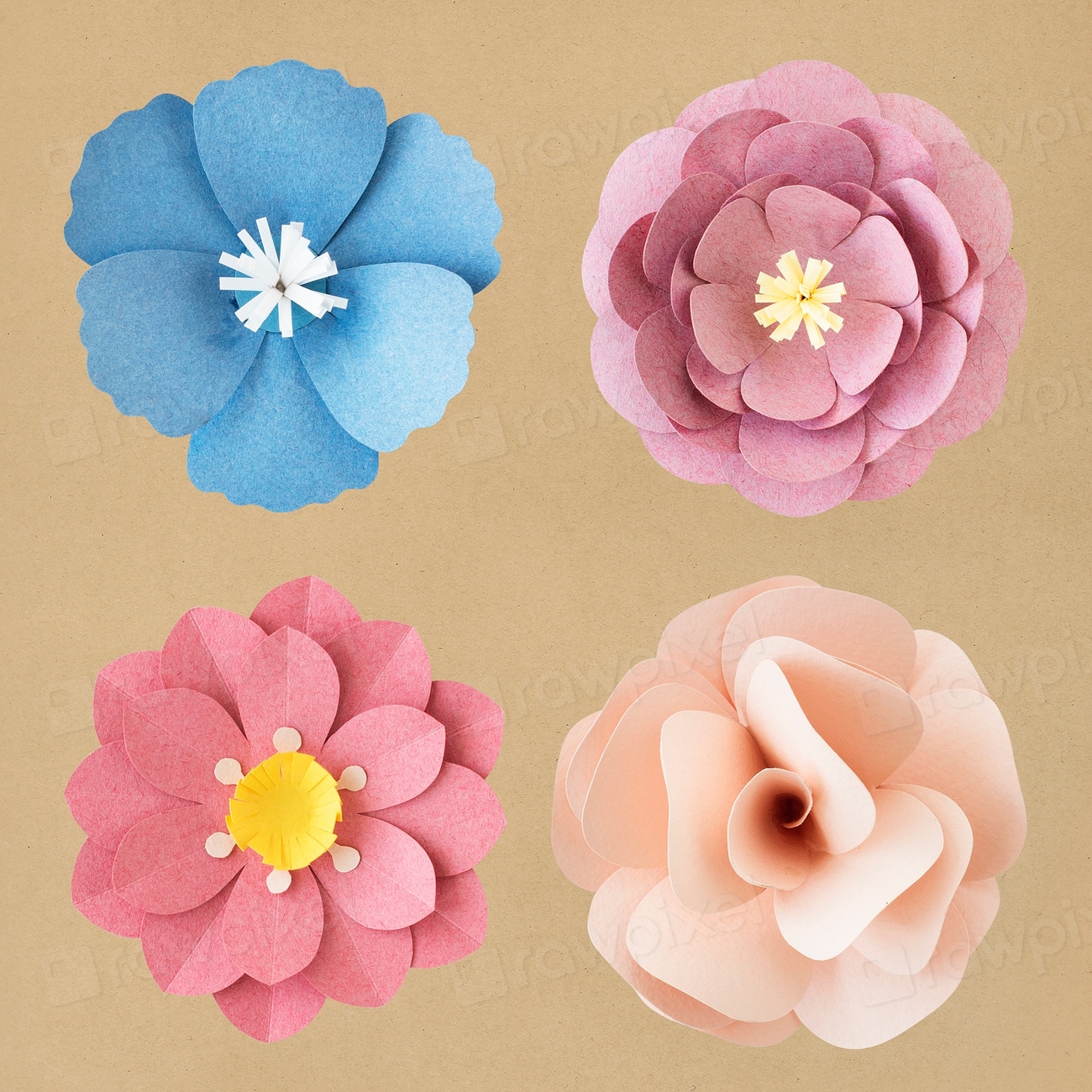 Tropical flower paper craft set | Premium PSD - rawpixel