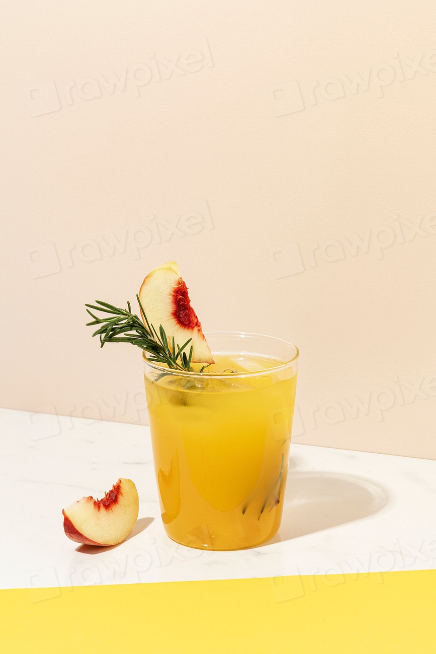 Peach and rosemary cocktail drink Premium Photo rawpixel