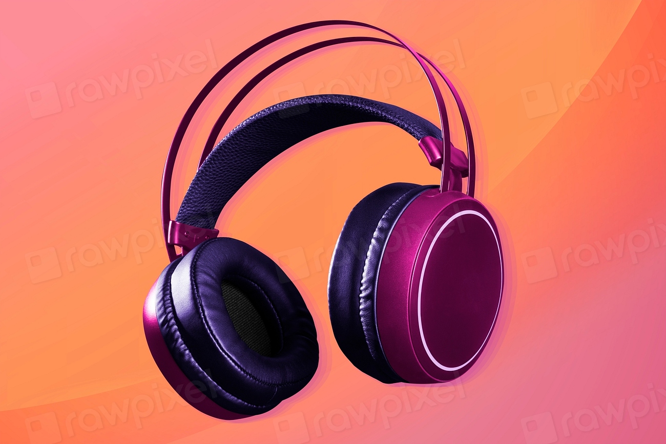 Pink headphones psd digital device | Premium PSD Mockup - rawpixel