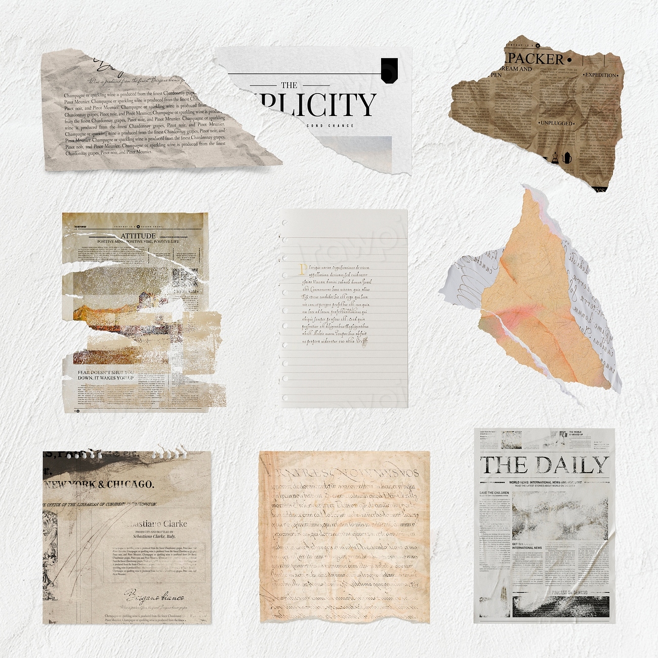 Ripped paper, vintage stationery, collage | Premium PSD - rawpixel