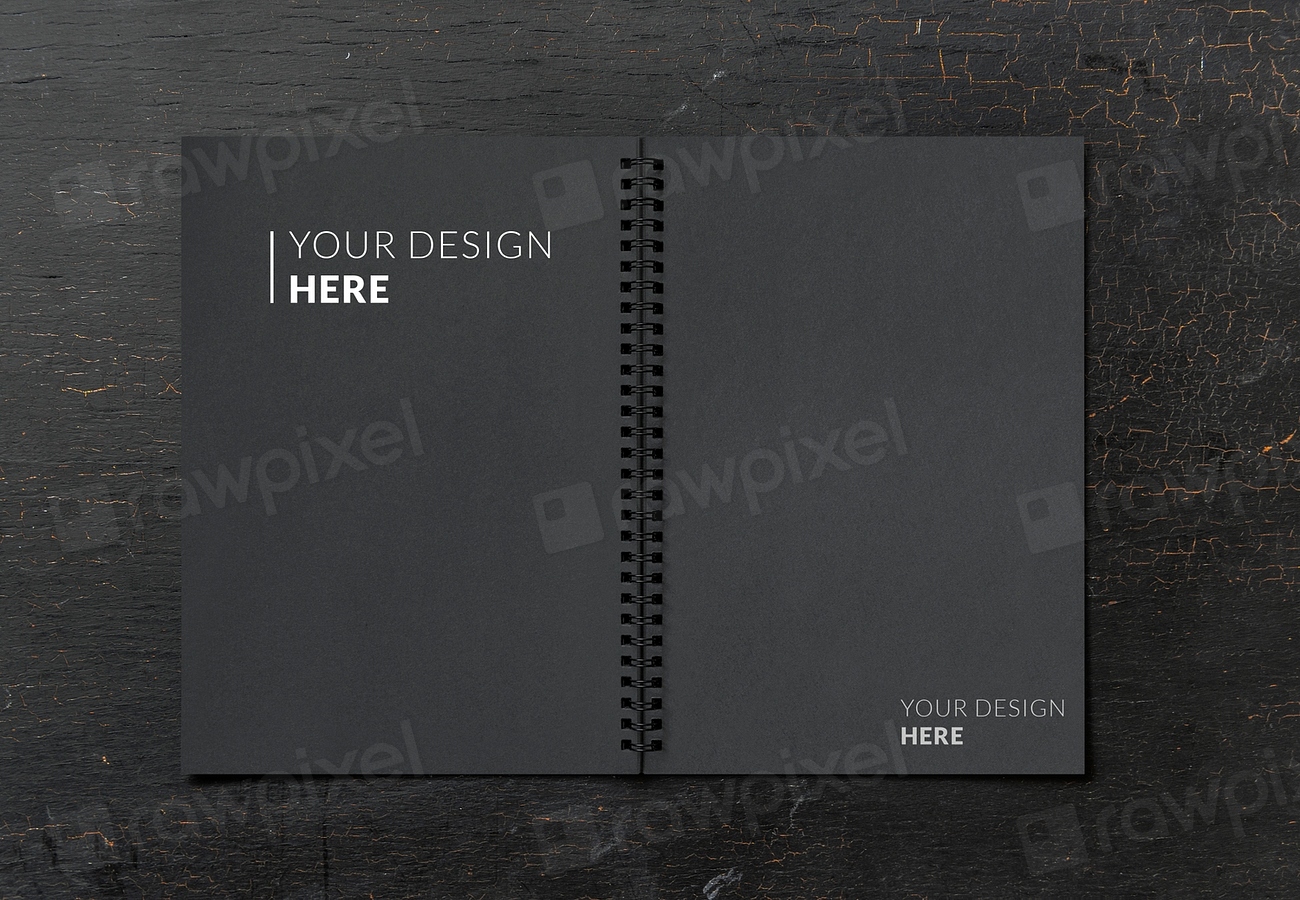 Black notebook mockup black table | Premium PSD Mockup - rawpixel