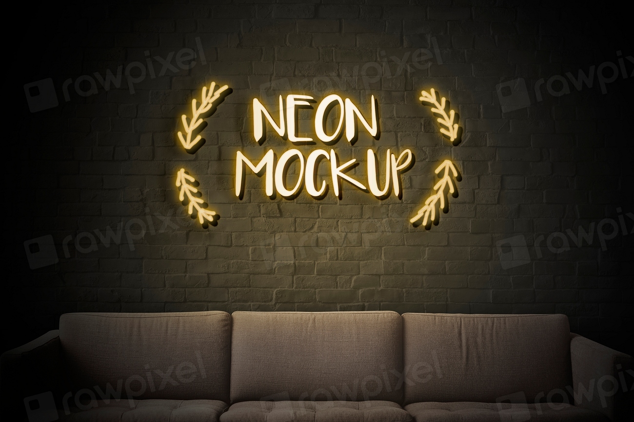 Neon yellow mockup sign wall | Premium PSD - rawpixel