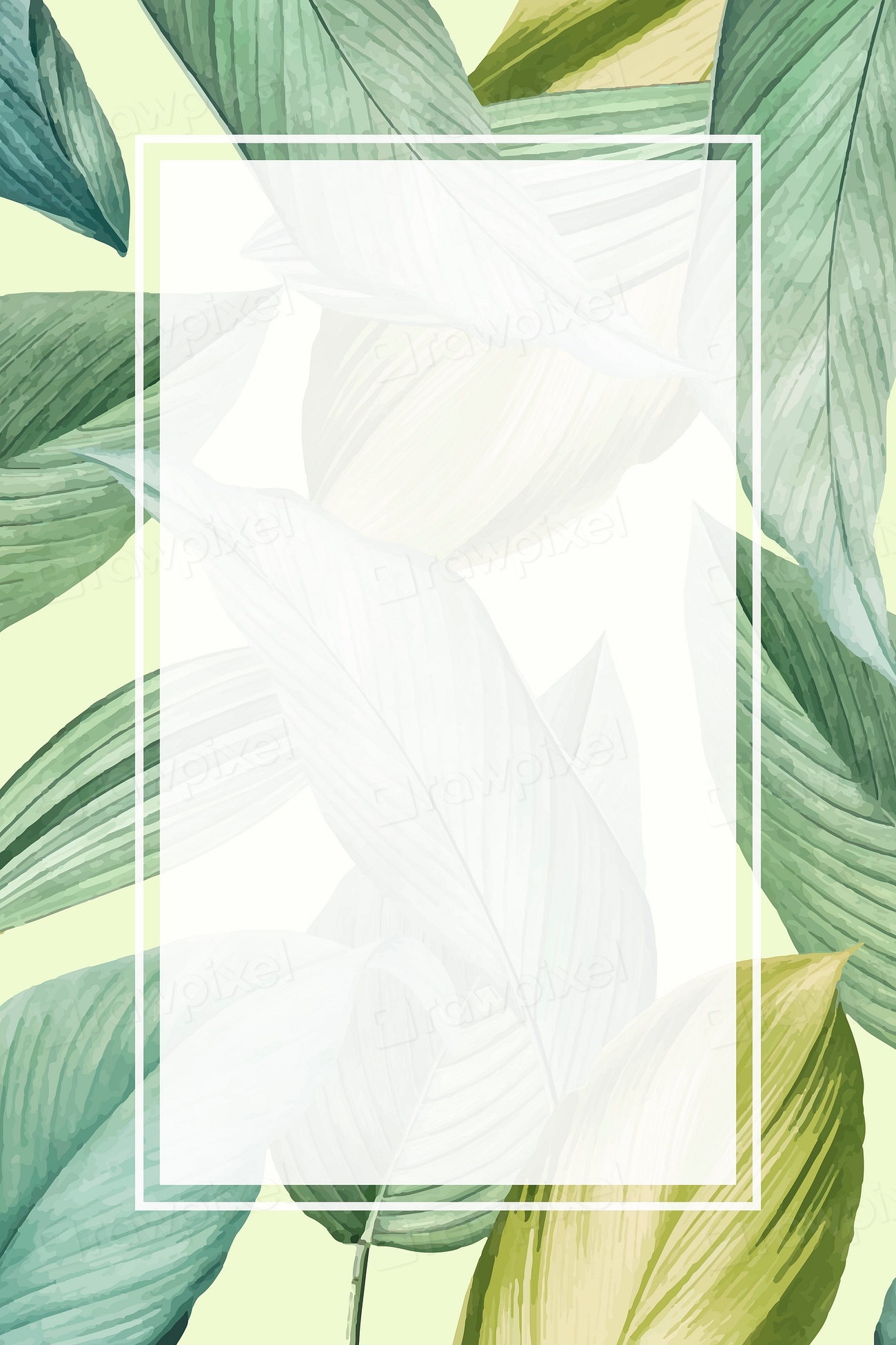 Blank Rectangle Tropical Leaf Frame Premium Vector Rawpixel