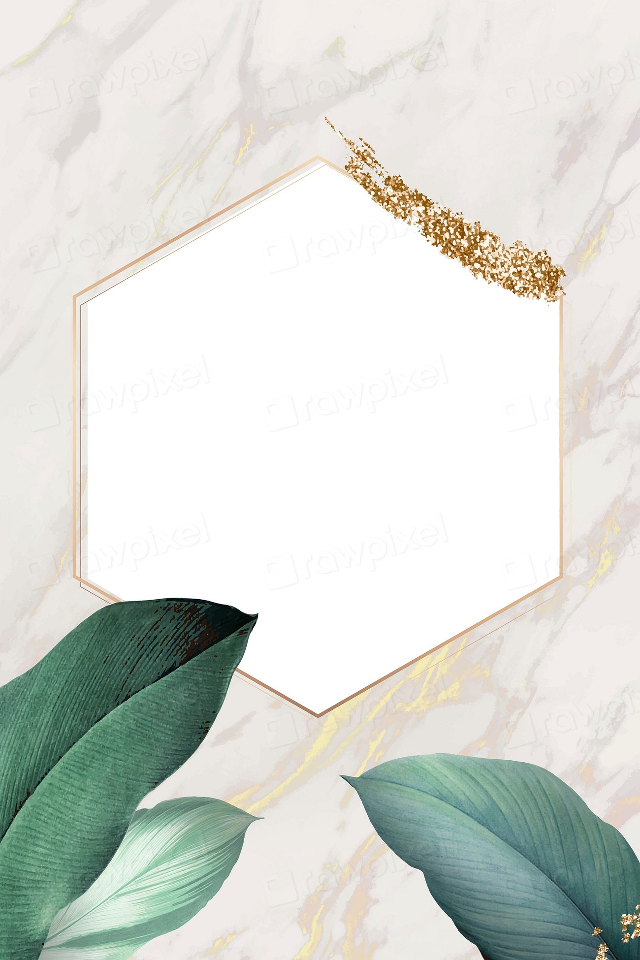 Hexagon Foliage Frame White Marble 