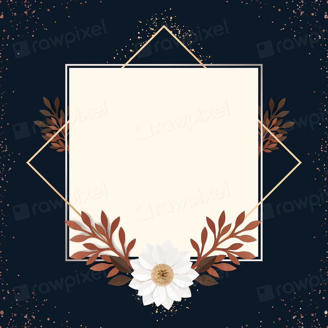 Square paper craft flower frame | Premium PSD - rawpixel