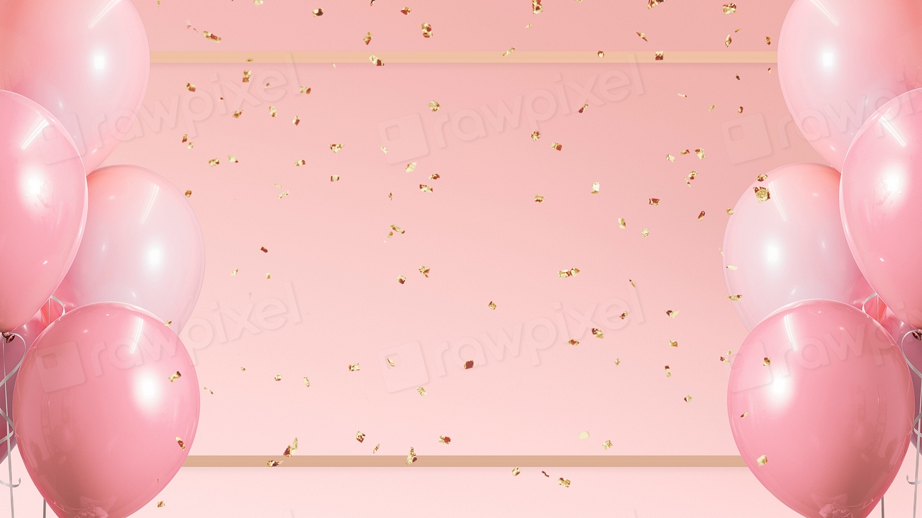 Golden frame balloons pink background | Premium PSD - rawpixel