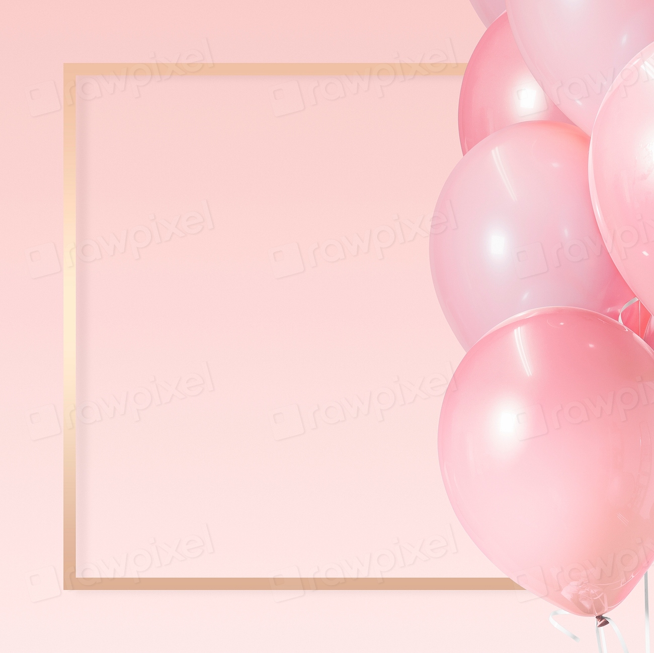 Golden frame balloons pink background | Premium PSD - rawpixel