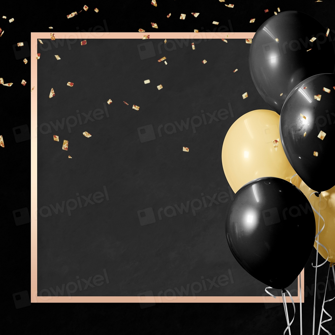 Golden square balloons frame design | Premium PSD - rawpixel