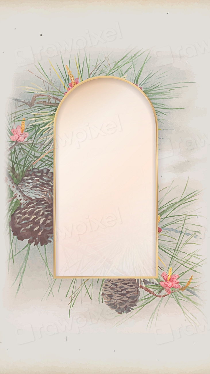 Arch gold frame on pine | Premium Vector - rawpixel