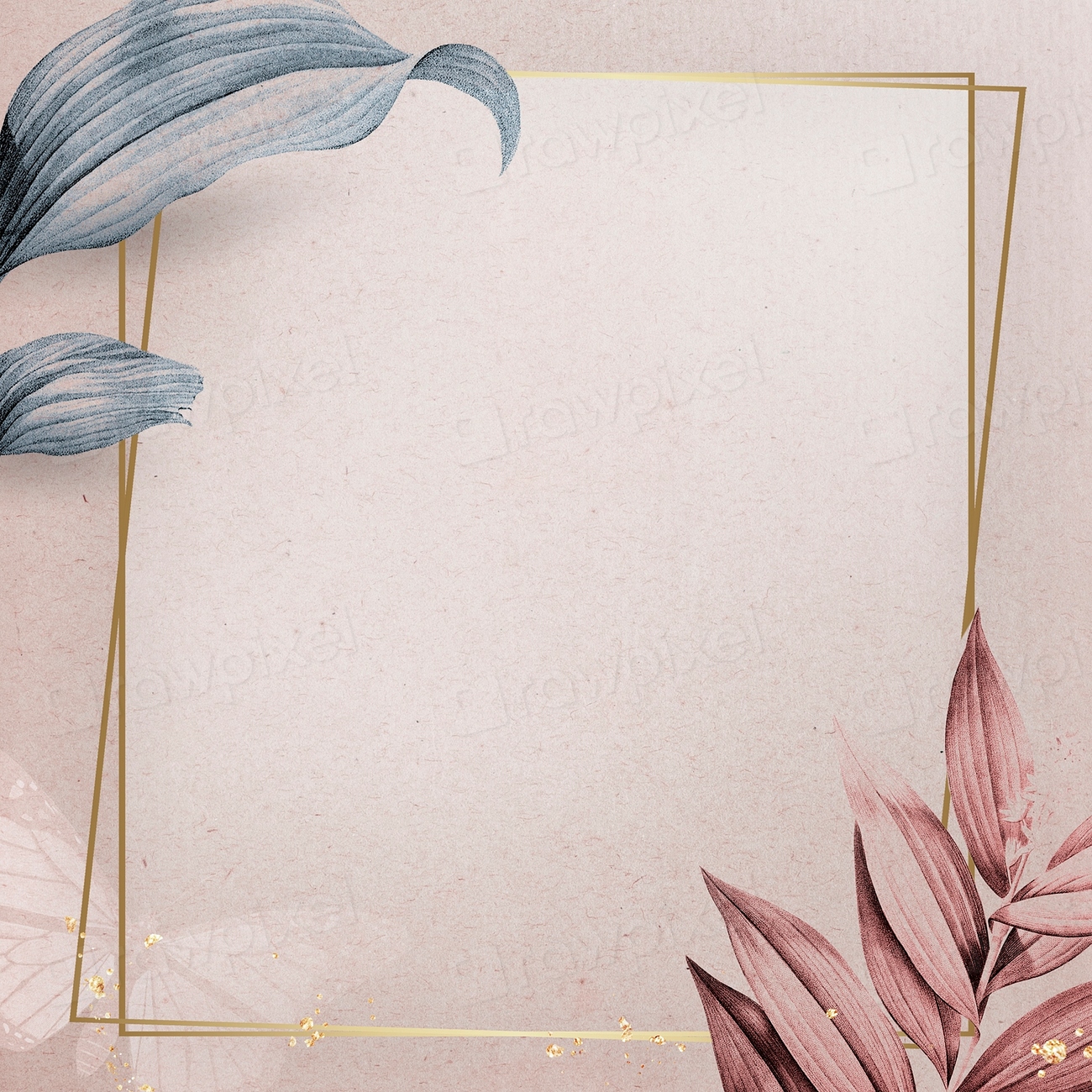 Golden frame on leafy background | Premium PSD - rawpixel