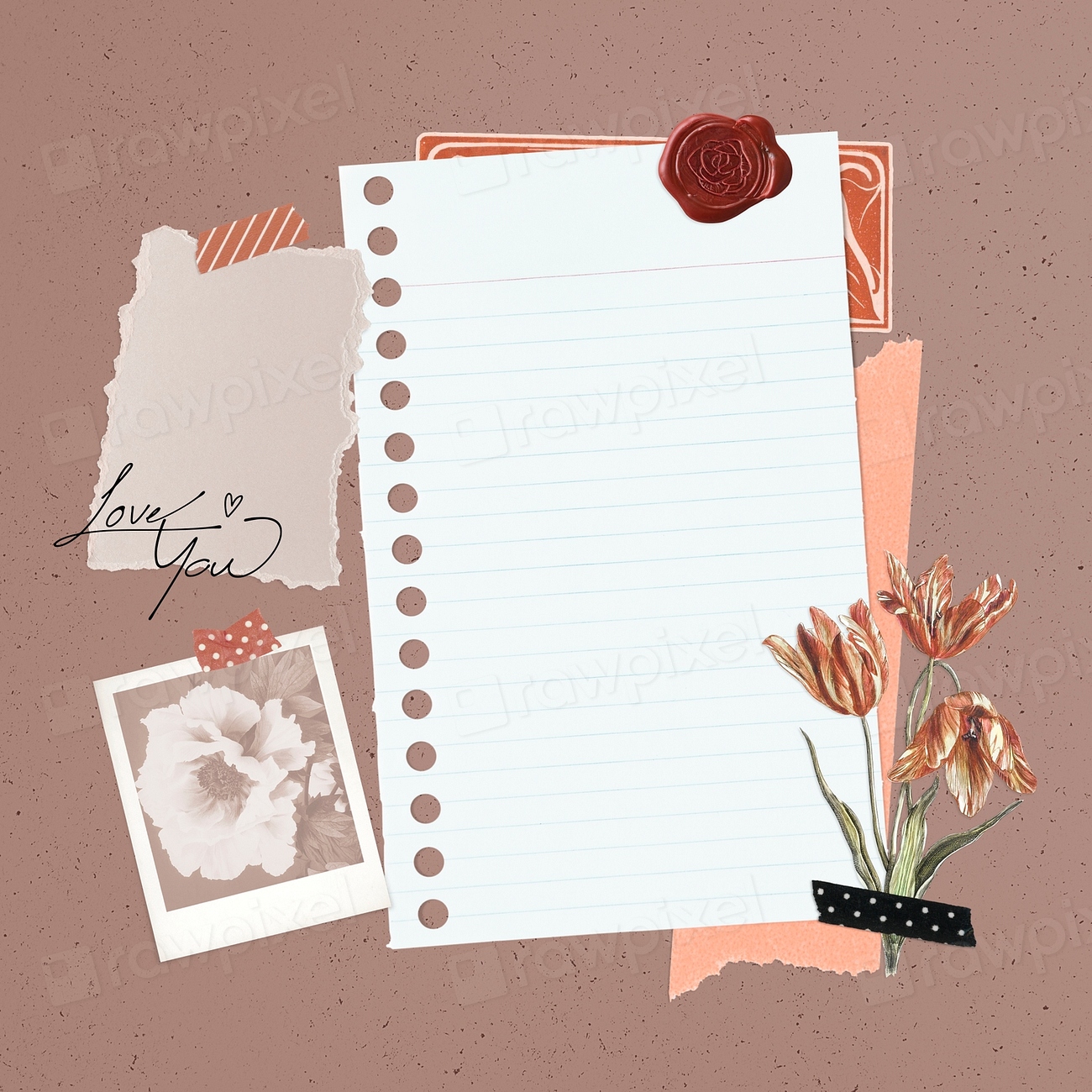 Floral feminine scrapbook collage design Premium PSD rawpixel