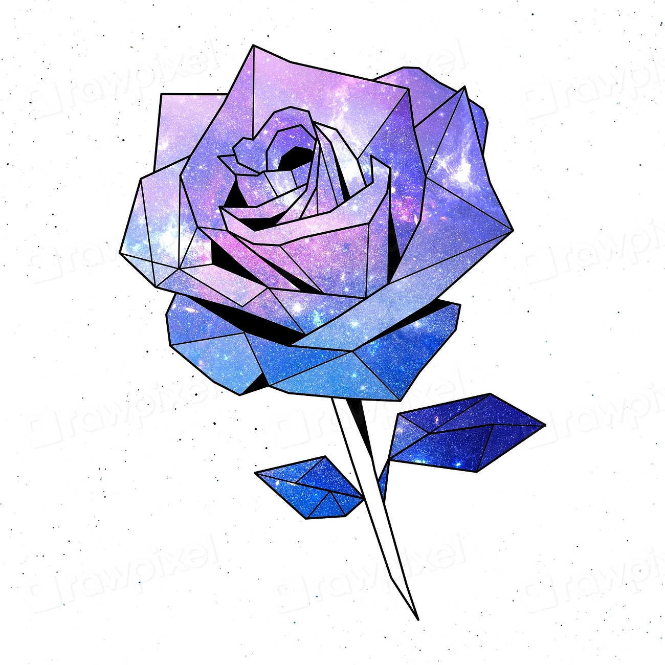 Purple galaxy patterned rose design | Free PSD - rawpixel