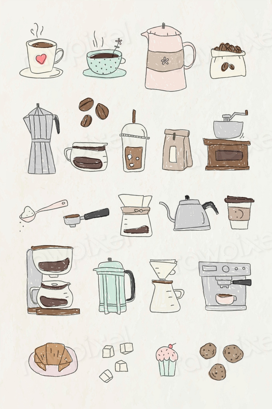 Cute coffee doodle design element | Premium Vector - rawpixel