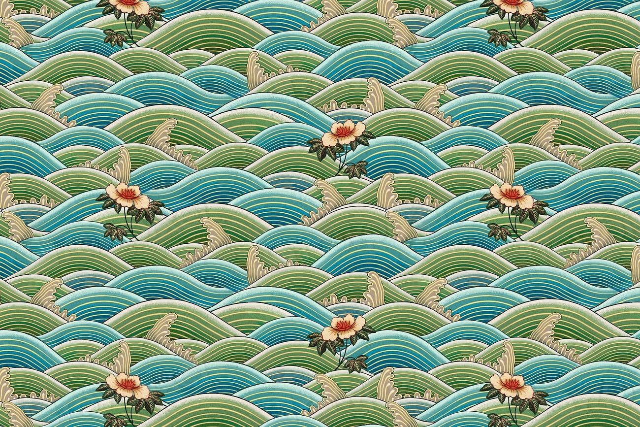 Psd Chinese wave pattern oriental Premium PSD rawpixel