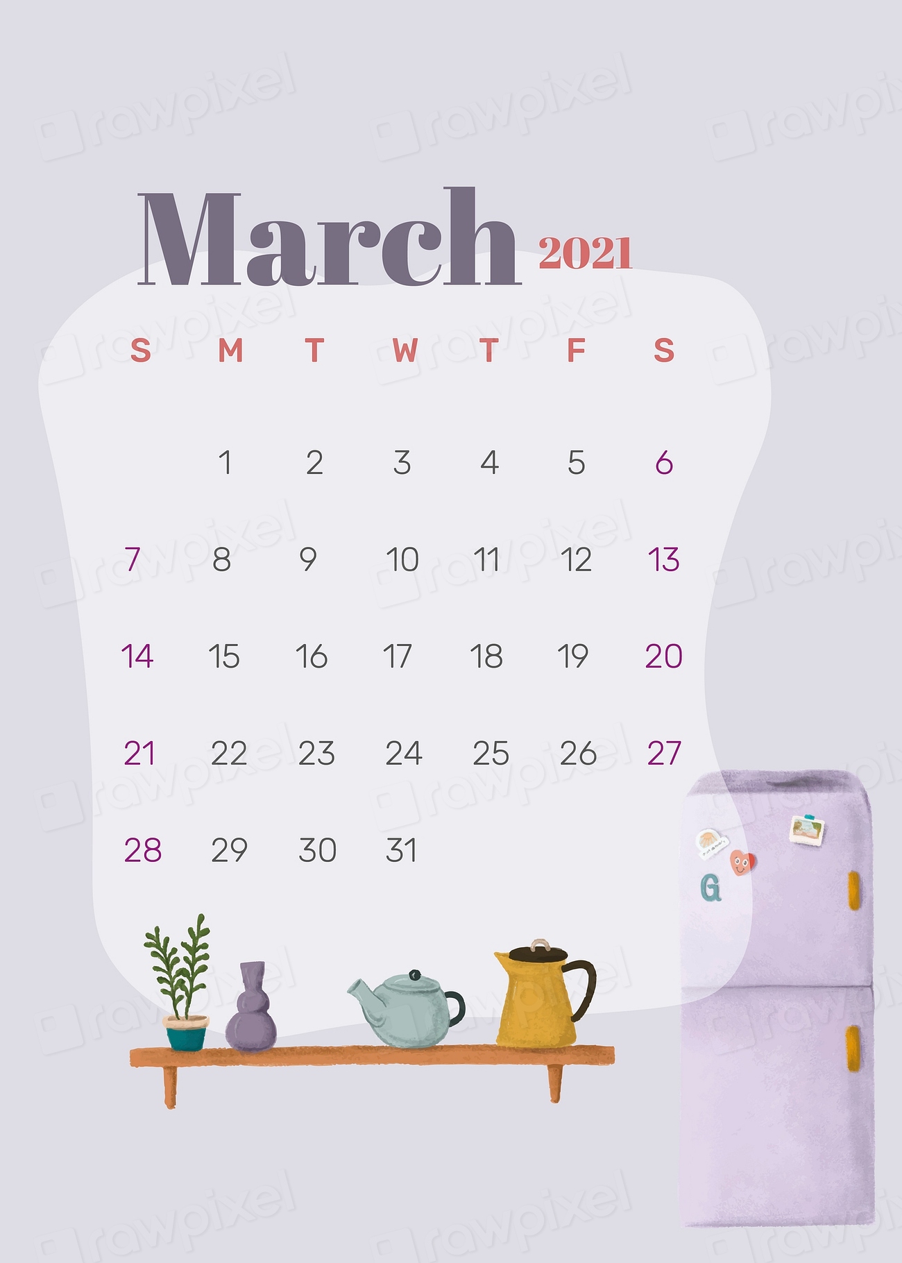 Calendar 2021 March printable banner | Free Photo - rawpixel