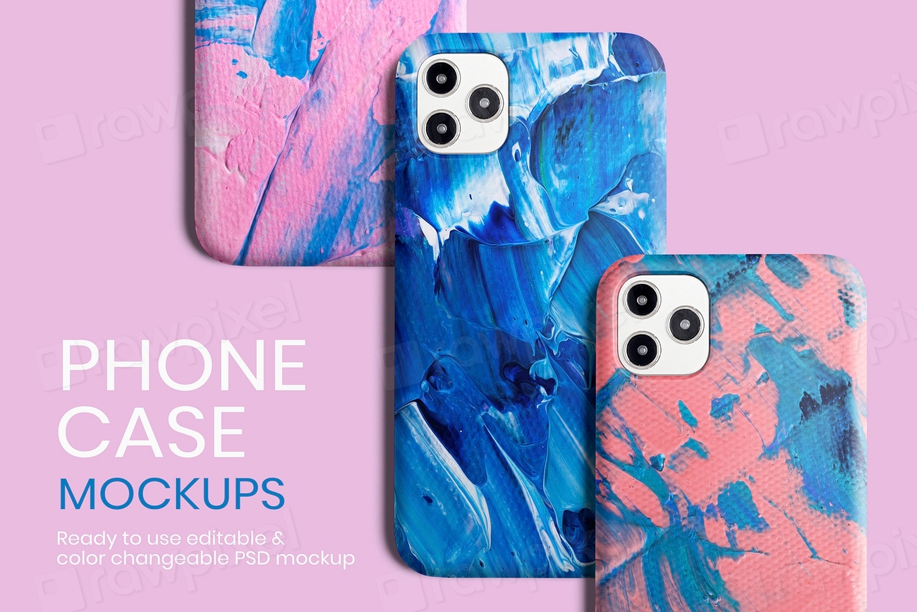 Acrylic paint phone case mockup Premium PSD rawpixel