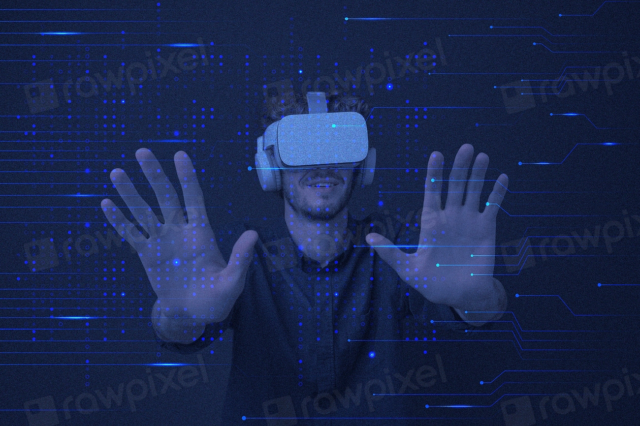 Entertainment technology VR background in blue Free Photo rawpixel